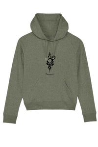 Khaki Hoodie with Breath in Sanskrit logo