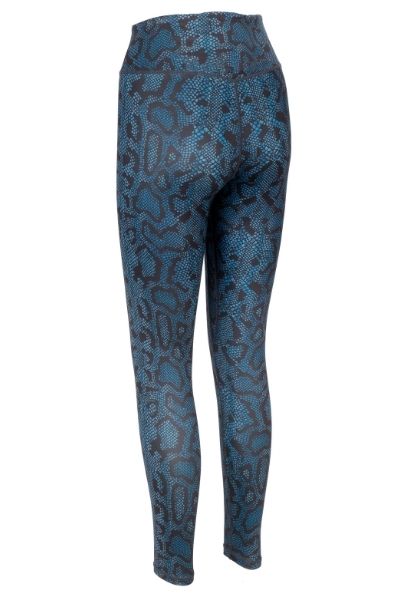 Blue Snake Print High Waist Leggings Rear