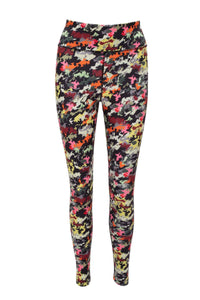 Fall-En In Love camo print yoga leggings. Eco-friendly, featuring a high waist and phone pocket