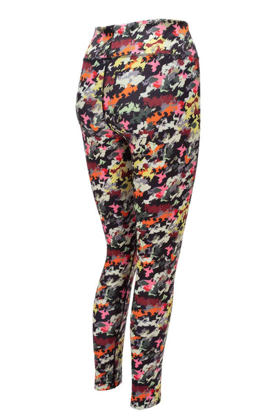 Fall-En In Love camo print yoga leggings. Eco-friendly, featuring a high waist and phone pocket