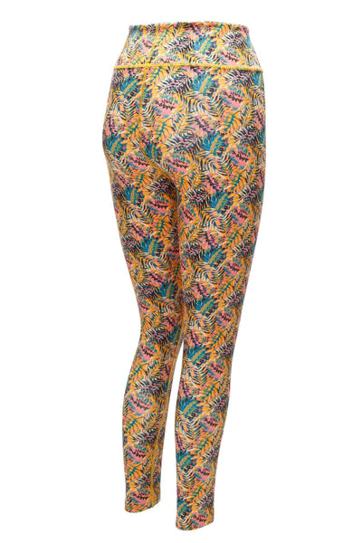 Club Tropicana Tropical print eco-friendly yoga pants. High waisted leggings with pocket
