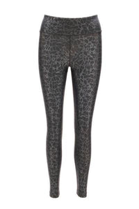 High waist foil animal print black yoga leggings