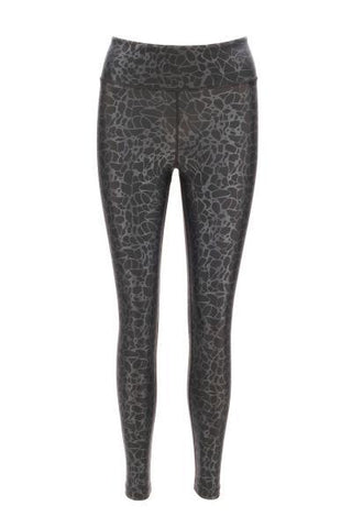 High waist foil animal print black yoga leggings