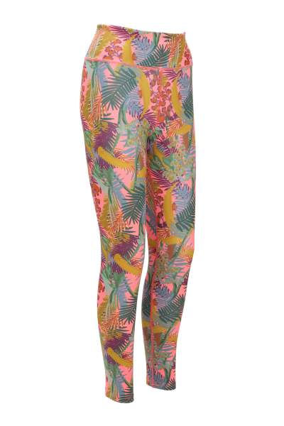 Pink tropical print eco-friendly gym leggings