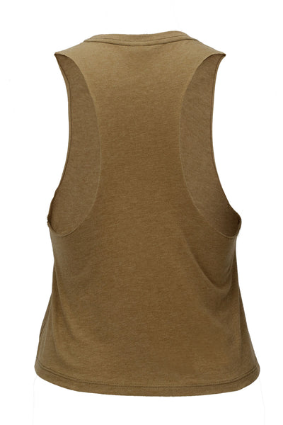 Racerback Cropped Vest Top - Olive Green/Lotus Flower - Blossom Yoga Wear