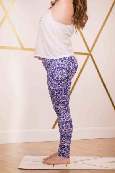 Blueberry Drizzle Mandal print Eco-friendly yoga pants