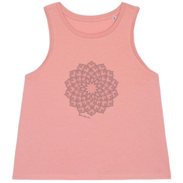 organic cotton pink Mandala print yoga vest