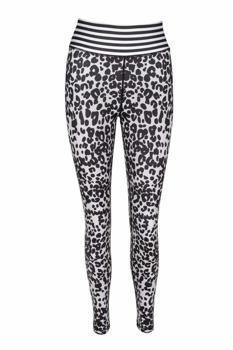 Wild Child Black and grey animal print high waist yoga leggings