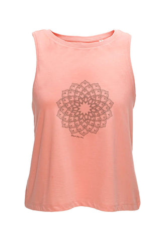 organic cotton pink Mandala print yoga vest