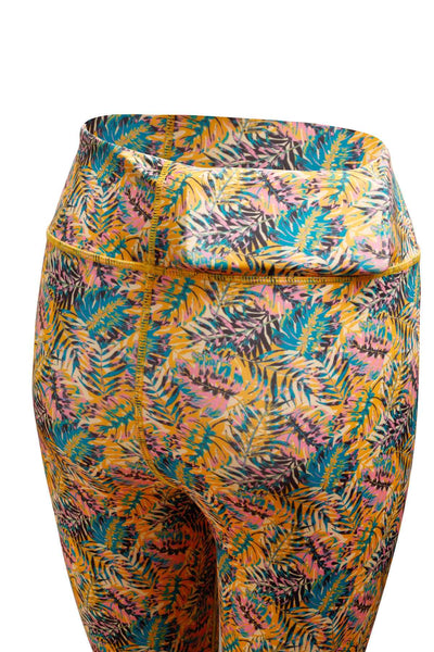 Club Tropicana Tropical print eco-friendly yoga pants. High waisted leggings -  pocket close up