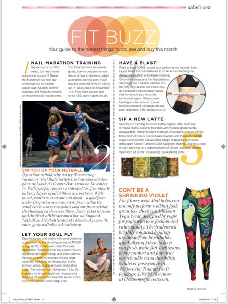 Blossom Yoga Wear in Health & Fitness Magazine