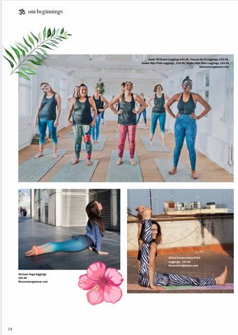 Blossom Yoga Wear High Waisted Yoga and Gym Leggings Featured in Om Yoga Magazine 2020