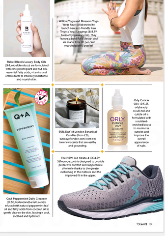 Blossom Yoga Wear Featured in Top Sante Magazine