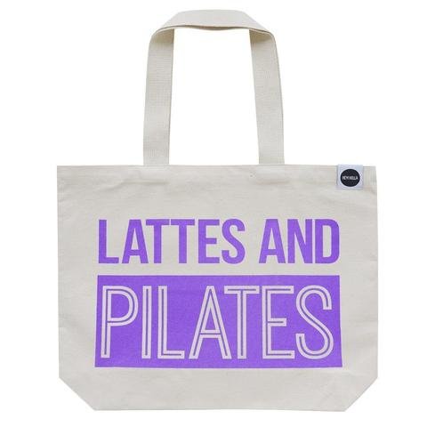 HEY! HOLLA Lattes and Pilates Tote Bag