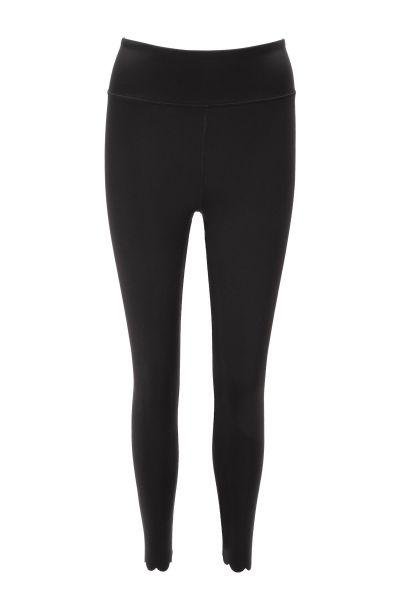 Black high waisted 7/8 yoga leggings. Scalloped ankle and phone pocket.