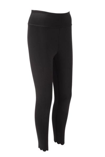 Black high waisted 7/8 yoga leggings. Scalloped ankle and phone pocket.