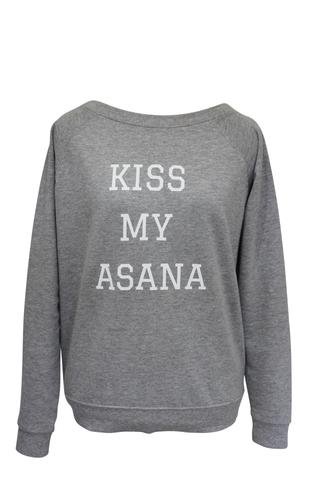 Kiss My Asana Grey Slogan Sweatshirt - Blossom Yoga Wear