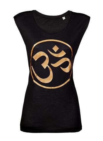 Om Logo Vest Top Black/ Gold - Blossom Yoga Wear
