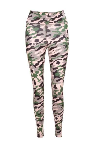 High waist eco friendly camo print womens yoga leggings with pocket