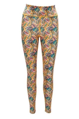 Club Tropicana Tropical print eco-friendly yoga pants. High waisted leggings with pocket