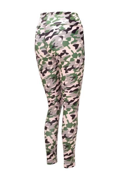 High waist eco friendly camo print womens yoga leggings with pocket